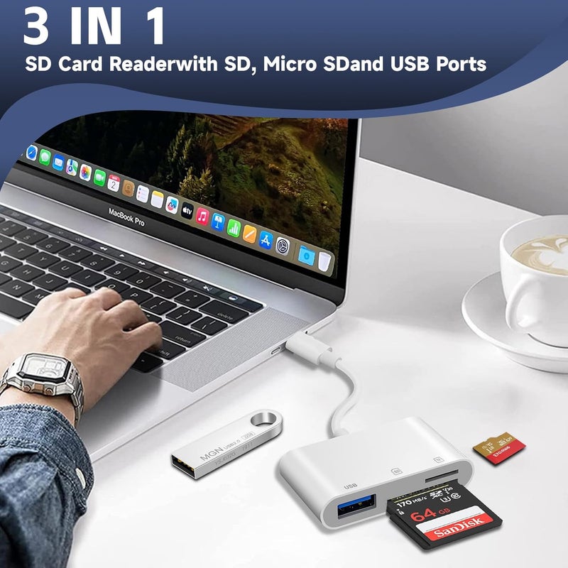 Vrllinking SD Card Reader for iPhone 15/16/iPad/MacBook - USBC Dual Port Memory Card Reader Adapter, Compatible with Canon/Nikon/Sony/Kodak Digital Cameras, SD/MicroSD, Plug & Play (No App Required) - Image 5